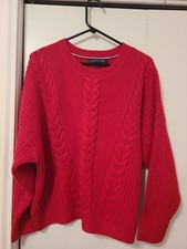 Tommy Hilfiger Vibrant Red Cable Knit Pullover Sweater. Size XL