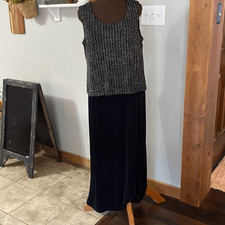 R M Richards evening gown maxi womens dress size 16 sleeveless sparkle black sil