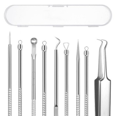 AskBed 5PCS Blackhead Remover Comedone Extractor Kit - Professional Silvery 