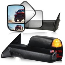 Towing Mirrors for 2009-2018 Dodge Ram 1500, 2010-2018 Ram 2500 3500, Unpainted