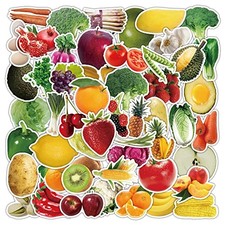 50PCs Vegetable Stickers for Kids Vinyl Waterproof Vegetable Sticker Fruit