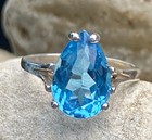 Vintage Sterling Silver Pear Shaped Blue Topaz Solitaire Ring Siaze 5.5 — photo 2