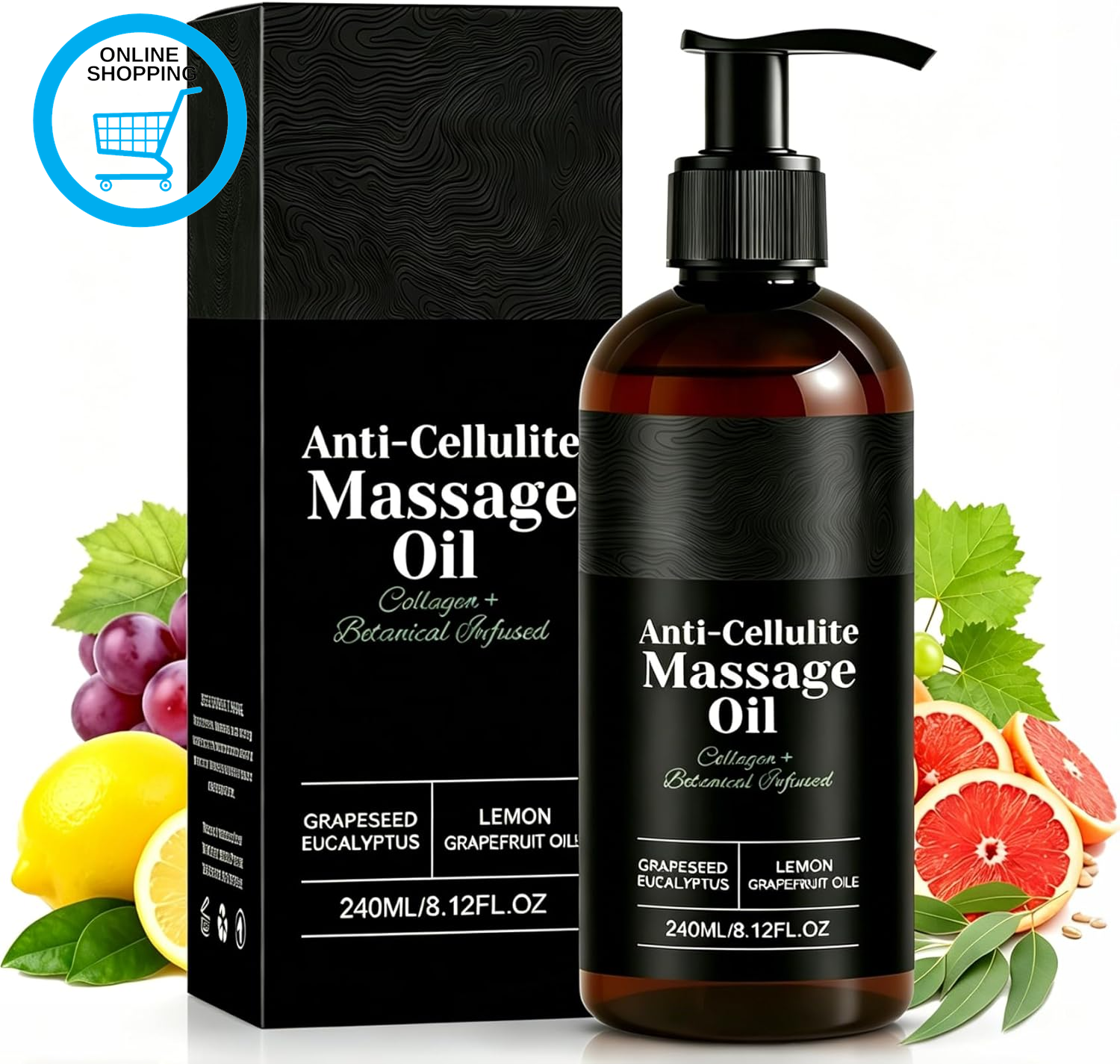 Anti Cellulite Massage Oil, 240Ml Firming Body Oil for Crepey Skin, Collagen Oil