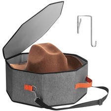 Hat Storage Box for Women  Men, Hardboard Support Hat Boxes with 1 Door Grey