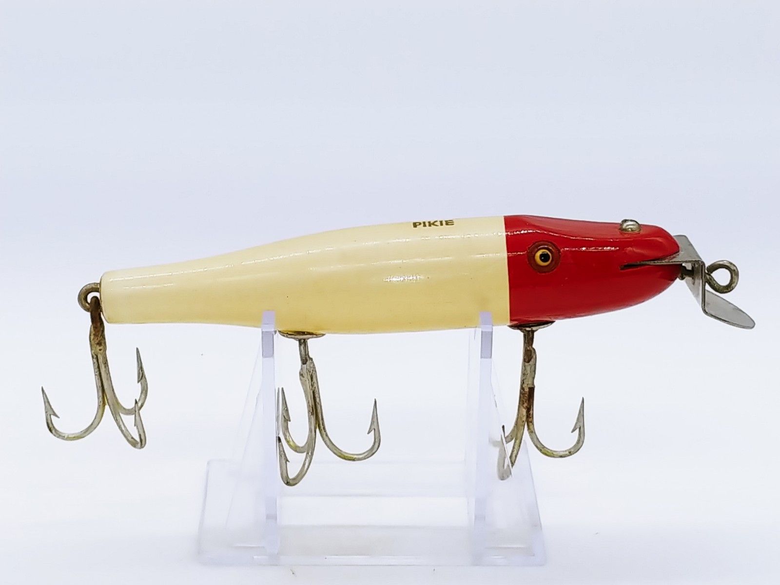 NICE Vintage Creek Chub Pikie 702 Wood Fishing Lure Glass Eyes !!