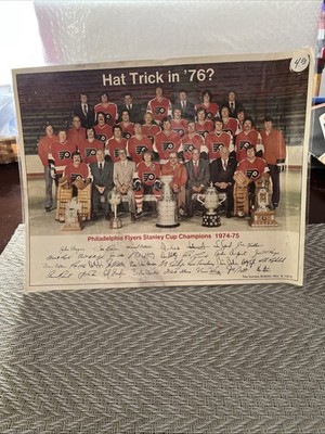RARE 1976 HAT TRICK Philadelphia Flyers Team STANLEY CUP CHAMPS SIGNATURE COLOR