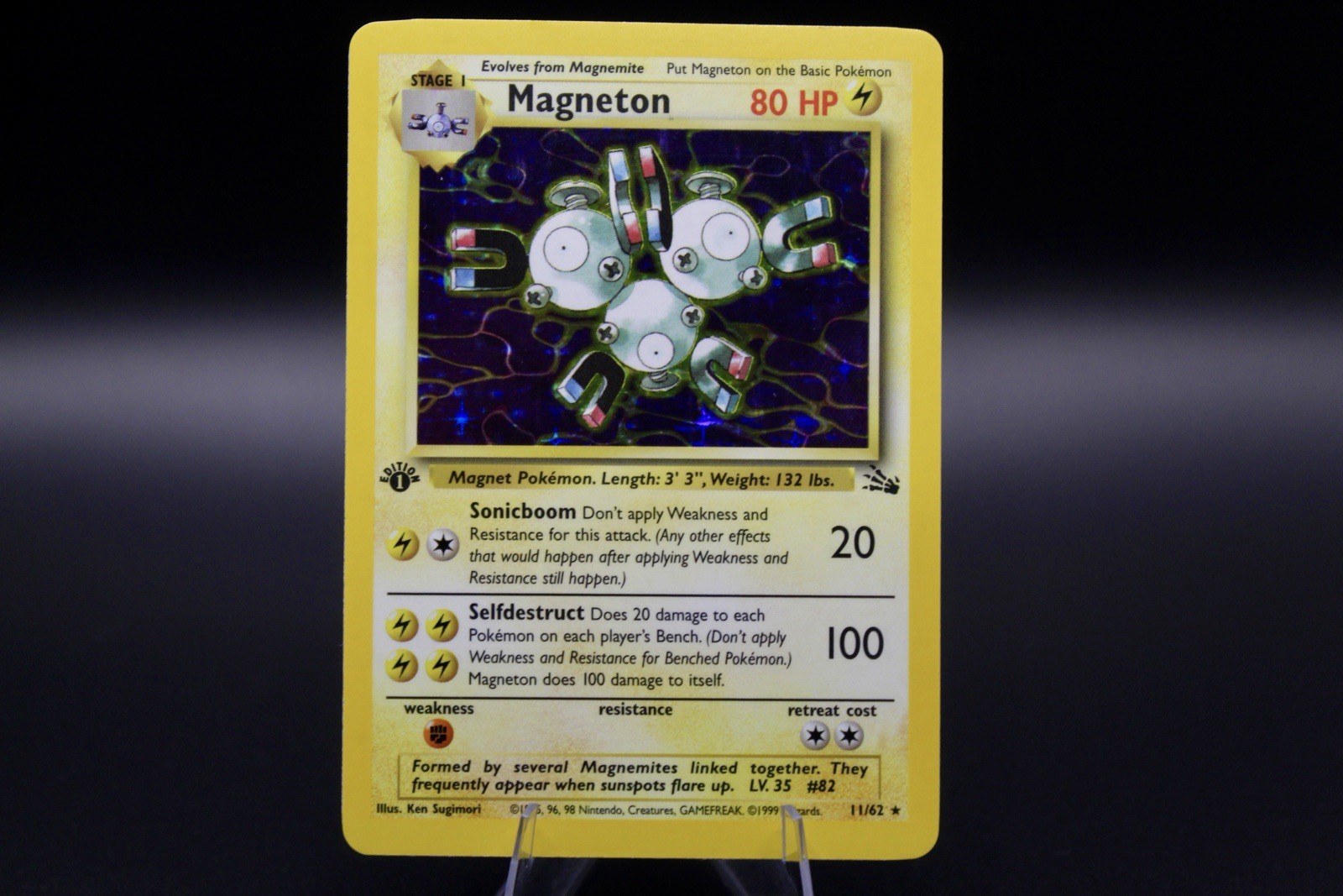 Pokemon Magneton 11/62 1st Edition Fossil Holo WOTC Vintage LP