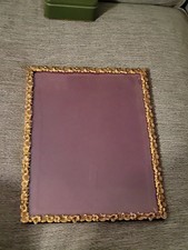 VTG MCM Gold Ornate Picture Photo Frame Velvet Back Stand Flowers Floral Etched