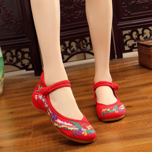 Zapatos planos chinos bordados hechos a mano con flores de fénix para | - Imagen 13 de 15