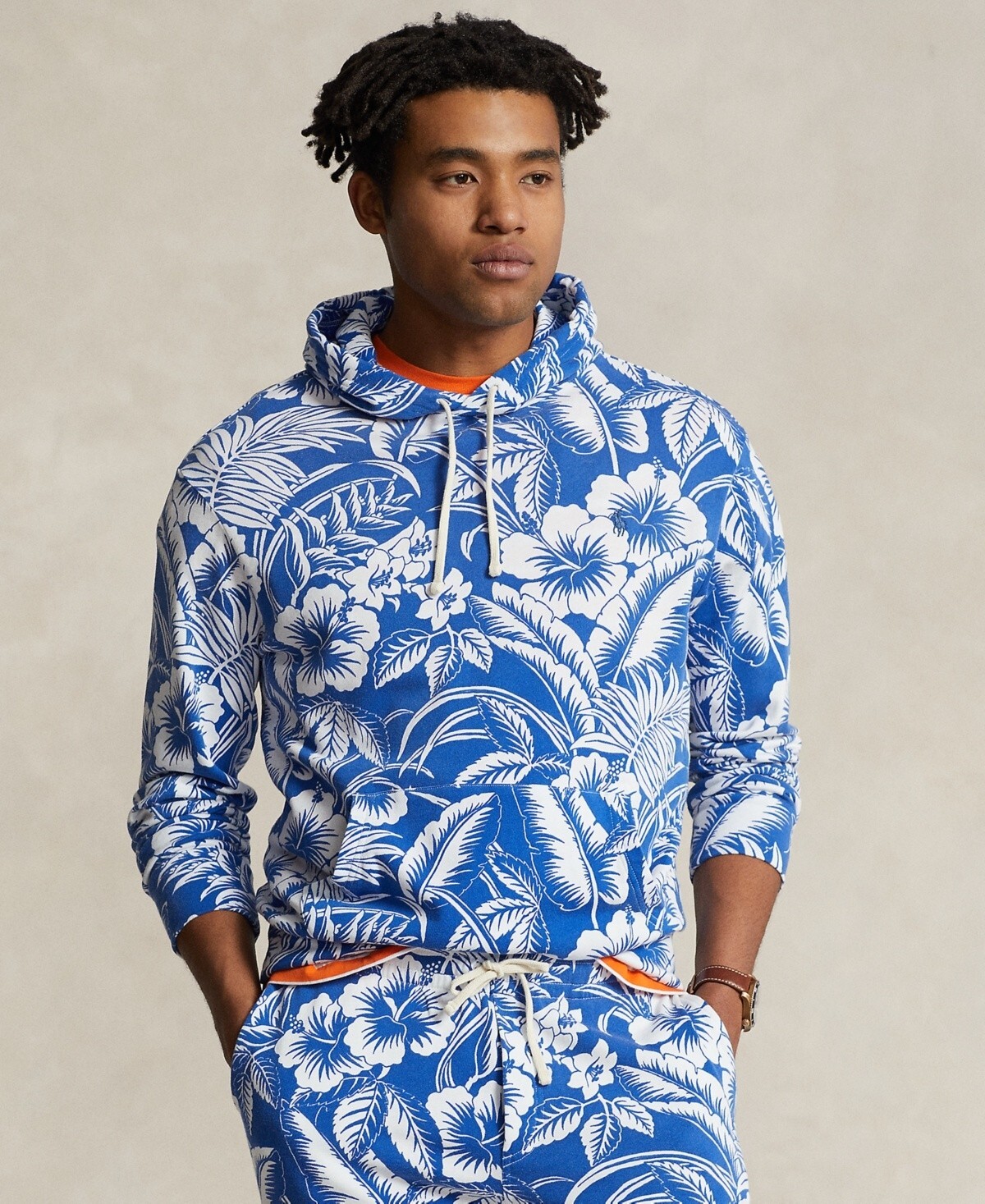 Polo Ralph Lauren Men's Tropical Floral Spa Terry Hoodie Blue SIze M MSRP $148