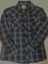 Wrangler Shirt Western Men's Size Large Pearl Snap Blue Black Plaid WM175BB