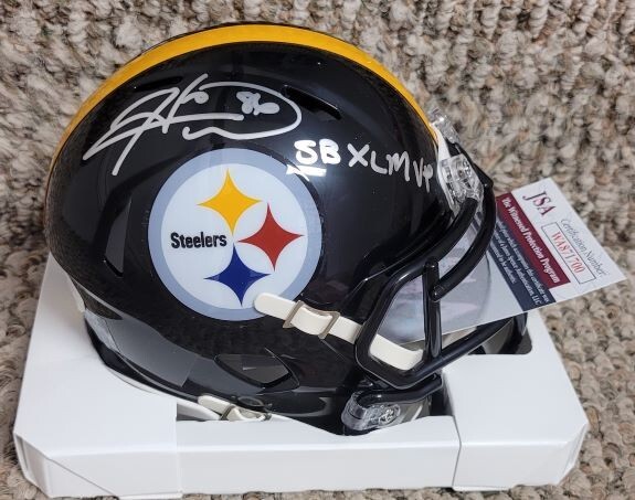 Hines Ward Autographed Signed Pittsburgh Steelers "SB XL MVP" Mini Helmet JSA Witness 
