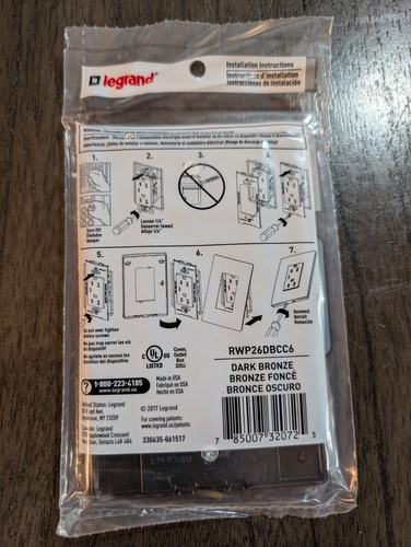 Legrand - Pass & Seymour Radiant RWP26DBCC6 1-Gang Screwless Plastic Wall Plate - Picture 2 of 3