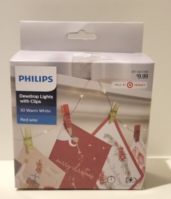 Phillips 30ct Christmas LED Dewdrop String Lights Battery Operated w ...