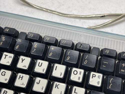Used Vintage Apple USB Wired Keyboard M2452 Blue with Korean Language Stickers - Picture 6 of 10