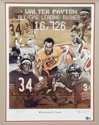 Walter Payton Autographed Framed Lithograph Photo Bears Beckett AB08918 - Picture 2 of 6