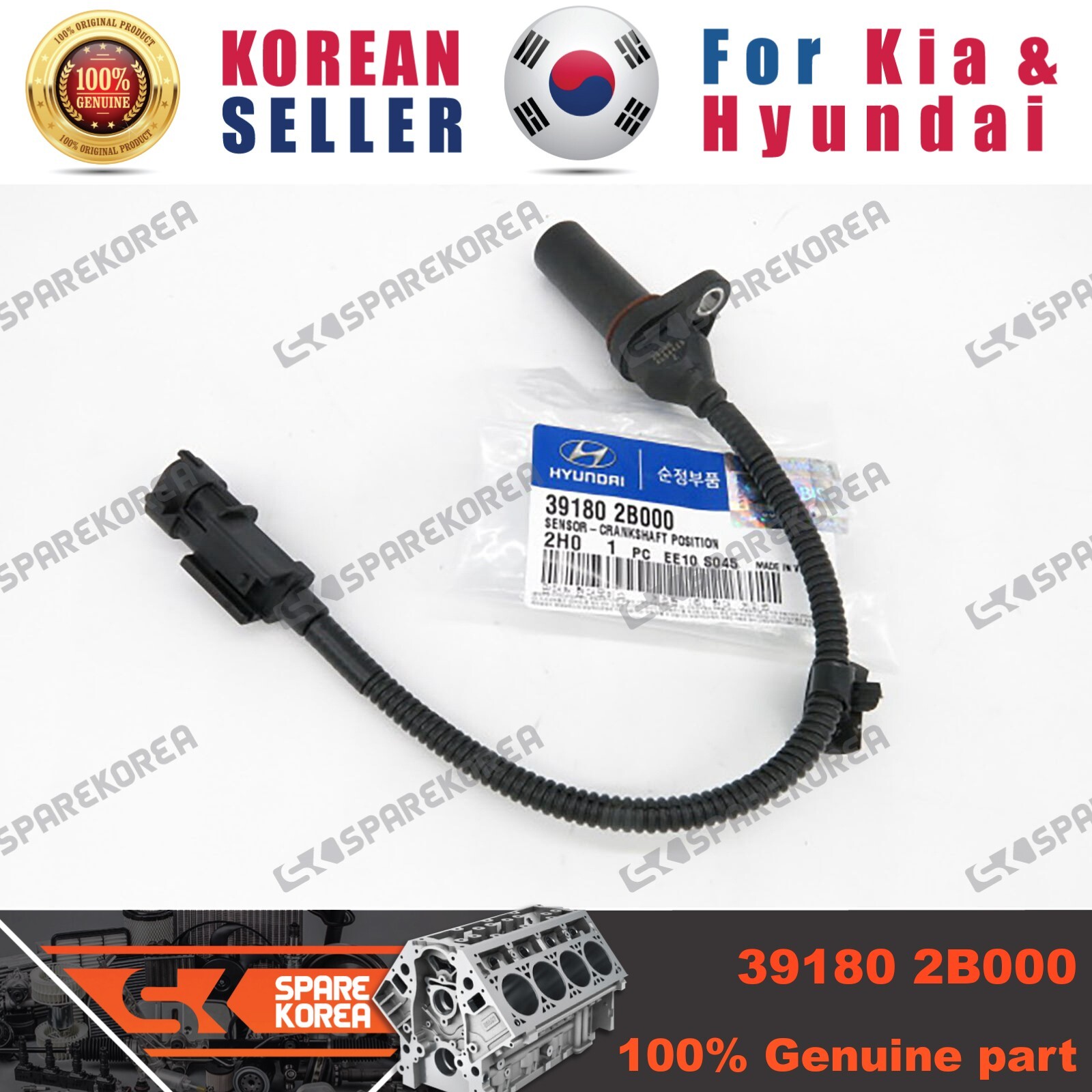 Genuine/OEM 391802B000 SENSOR-CRANKSHAFT POSITION for Hyundai New ...