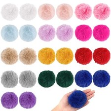 26 Pcs Faux Fur Pom Poms for Hats - 3.2 Inch Fluffy Pom Poms with Multi-color