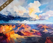 Grand Canyon with storm clouds oil painting 8x10 Print