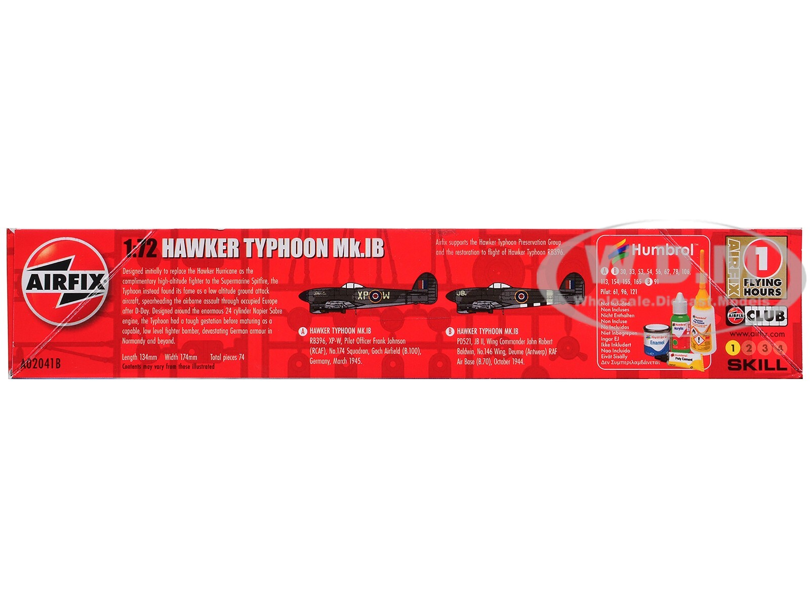 LEVEL 1 MODEL KIT HAWKER TYPHOON MK.IB AIRCRAFT 1/72 SCALE BY AIRFIX A02041 B