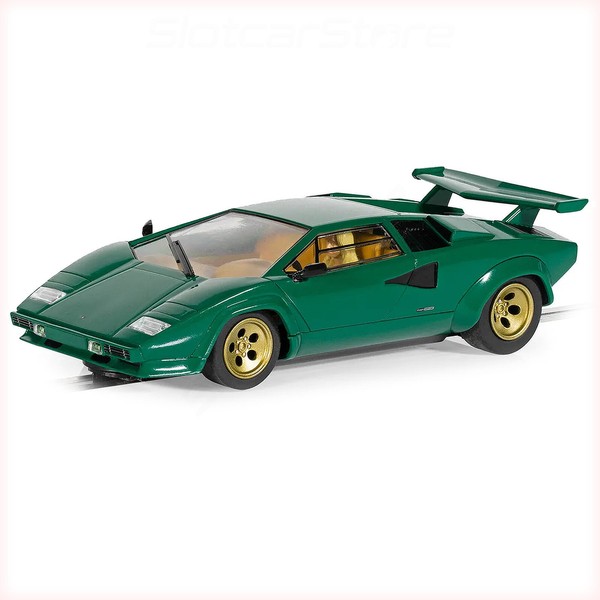 "Scalextric C4500 Lamborghini Countach \"Green\" 1:32 Slotcar Auto Mit Licht"-image