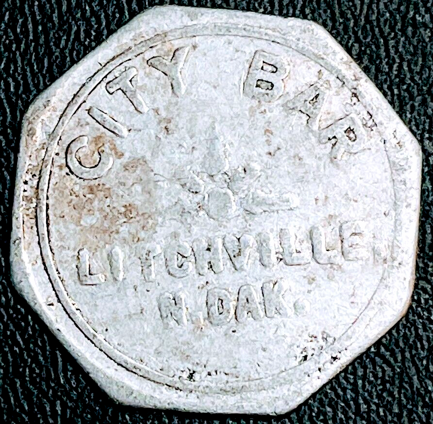 Litchville North Dakota Antique Metal Trade Token 25 Cent City Bar Free