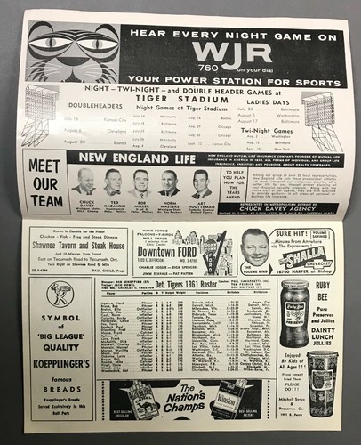 1961 Detroit Tigers Official Scorebook vs. Cleveland Indians - Scored - Picture 4 of 6