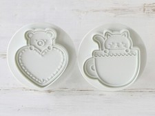 Gato oso mensaje sello galleta molde cortador molde cotta juego de 2