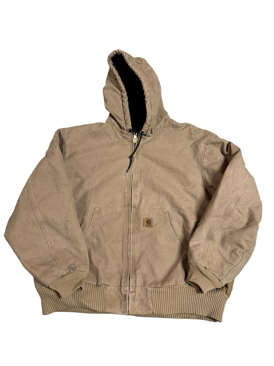 Vintage CARHARTT BROWN ZIP UP Jacket Worker Hooded Jacket 2XL J130