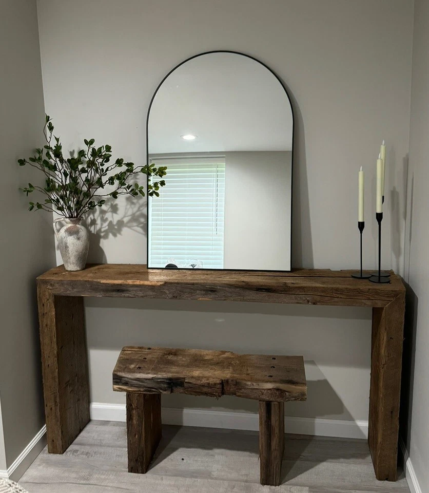 Rustic Handmade Reclaimed Wood Entry Console Table with Imperfections Real Wood - Image 3 of 4