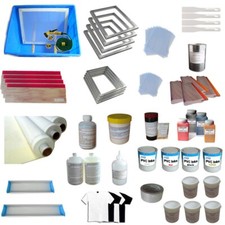 4Color Screen Printing Materials Supply Silk Screen Press Tools Kit Squeegee DIY