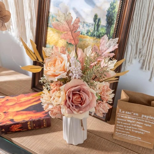 Artificial Silk Flowers Bouquets for Wedding, Party Home, Garden Décor Champagne - Picture 2 of 5