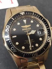 Untested Gold Tone Invicta Watch With Black Dial