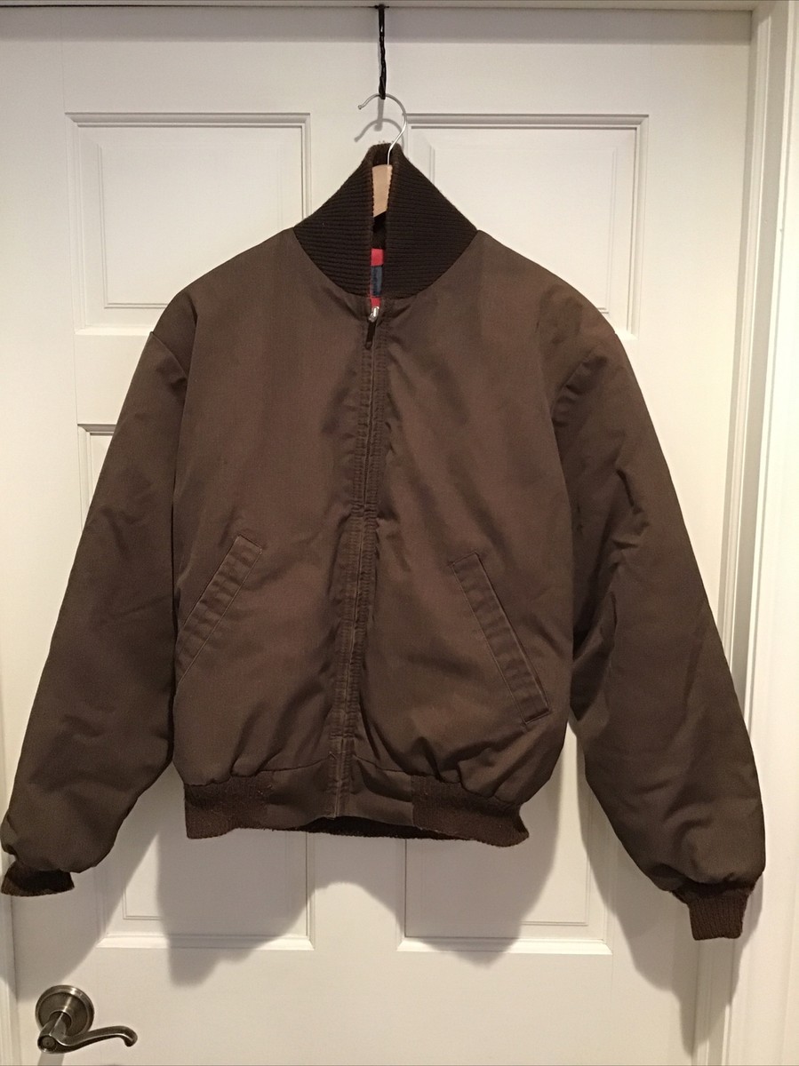 VTG 70s OshKosh Bomber Jacket Brown Ideal Zipper Men's 42R