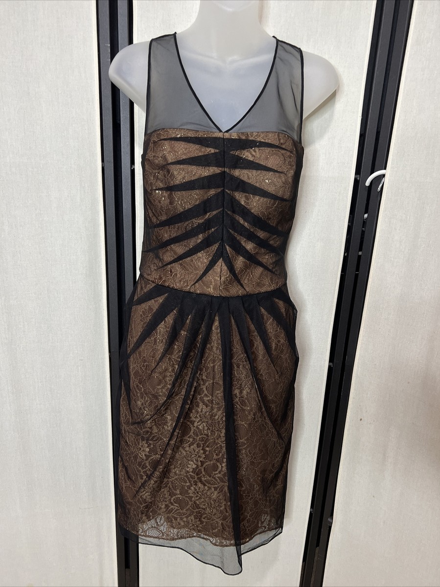 chetta b cocktail dress size 10 Lace Sheath Gold black Fiber Content Maternity Vintage chetta Casual Dresses Spree Bodycon Size:US size 6