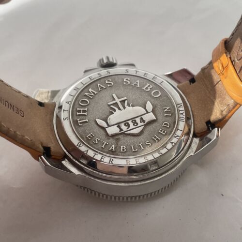 Thomas Sabo Unisex Watch Orange Silver Stainless Steel Leather Strap AIR WA0122 - Picture 4 of 13