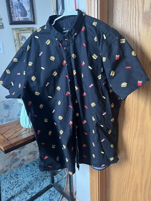 MOLOKAI SURF CO XXL Black Fast Food Soda Hamburger Fries SHORT SLEEVE SHIRT