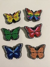 6 Pieces Butterfly Monarch Shoe Charms For Crocs Rainbow Yellow Blue Red