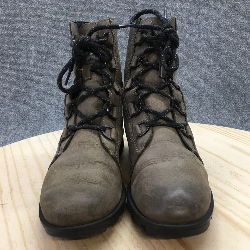 Sorel Botas Mujer 10 Phoenix Combat Cuero Verde Impermeables Acogedoras Cortas Encaje Foto 4 de 4