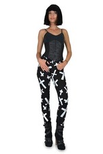 TRIPP EMO GOTH PUNK ROCKER BLACK/WHITE CROSSES JEAN PANTS SKINNY METAL IS6235P