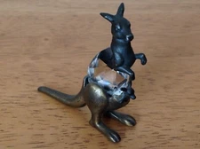Manon Swarovski Crystal Kangaroo w Joey 3" Figurine Gold Tone 1984 Trimlite 