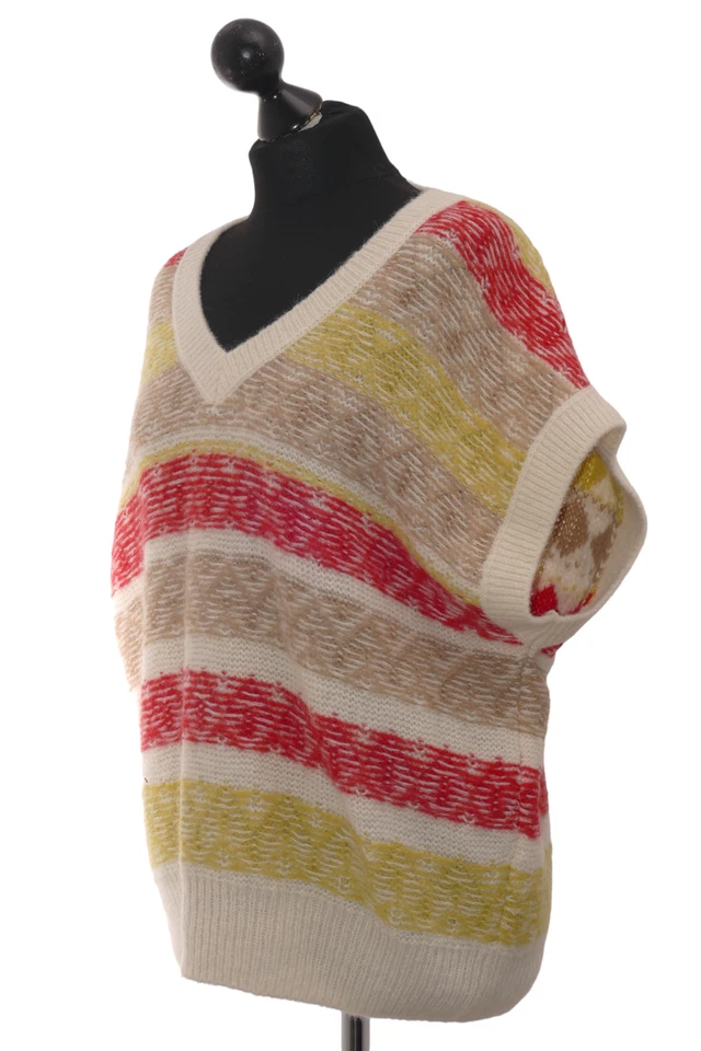 Closed Damen Pullunder XS beige bunt gestreift Oversized Grobstrick + Alpaka NEU - Bild 3 von 4