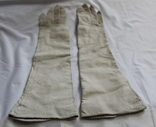 Vintage Womens White Leather Long Opera Gloves Bridal Wedding 14"