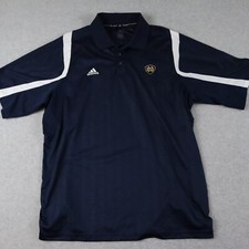 Notre Dame Fighting Irish Polo Shirt Mens XL Adidas Climacool Blue Short Sleeve