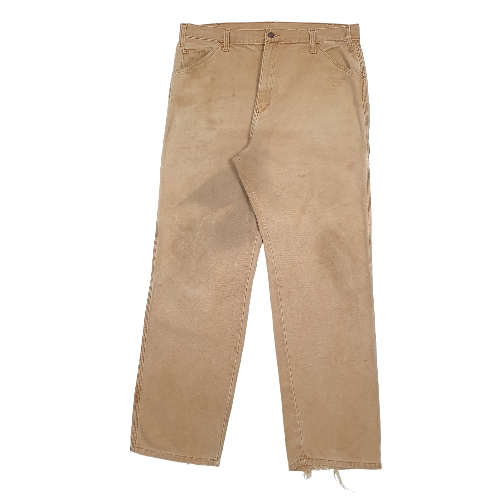 DICKIES Carpenter Workwear Trousers Cotton Tan Mens W38 L32 image 2