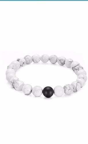 Bracelet Matte Stone Jewelry Black & White Friendship/Relationship - Picture 7 of 8