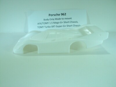 HO Resin Slot Car Body Porsche 962 White AFX Mega-G+ 1.5 Short Bulldog Chassis