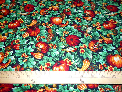 1 yard Gourds & Leaves Fall Harvest Fabric
