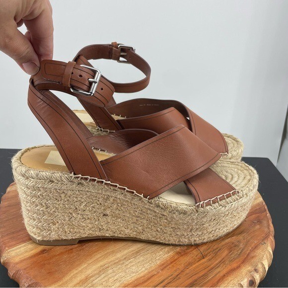 Dolce Vita Brown Leather Carsie Platform Espadrilles Sz 10