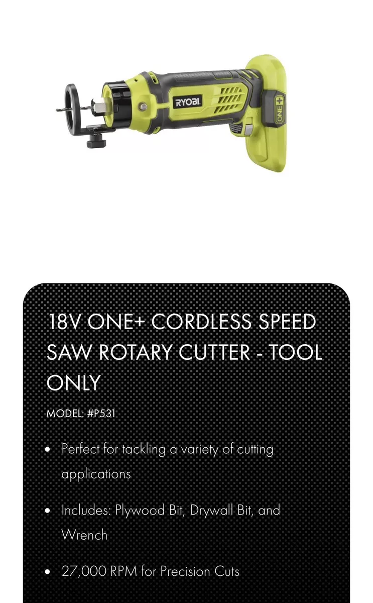 Ryobi P-531 One + 18v Cordless Speed Saw Rotary Cutter Review!!! 